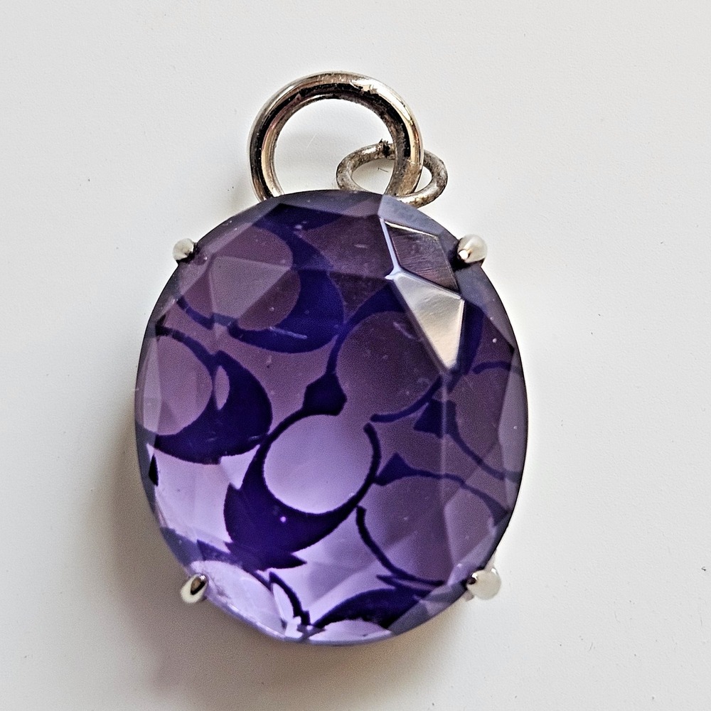 HTF Coach Pendant Purple Silver Tone